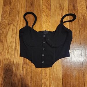 Black Button-Up Bustier Top